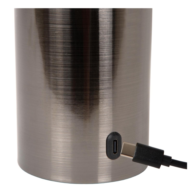 Lucide VIVO - Rechargeable Table lamp - Battery pack - Ø 8 cm - LED Dim. - E27 - 1x1W 2700K - Satin Gun Metal